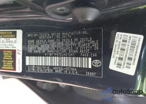 2014 Toyota Camry Se from USA, damaged, VIN 4T1BF1FK7EU401241